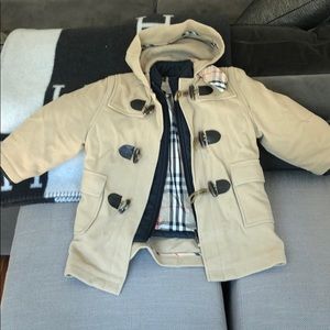 Burberry boys camel navy pea coat 2pc 4year